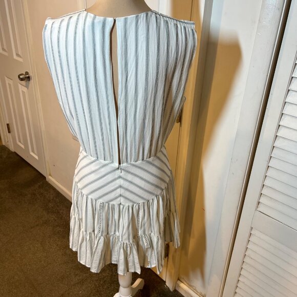 Reiss Women’s Dress Size 12 Sofia Flippy Striped Mini White Green Stripe - Picture 5 of 14